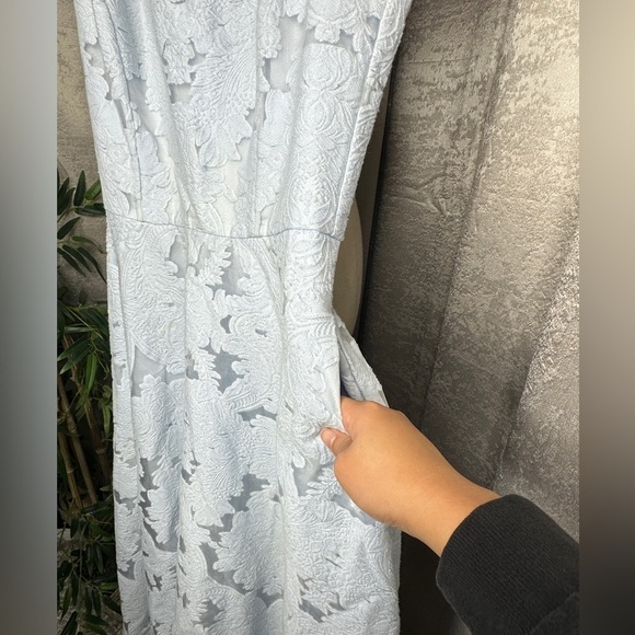 Ted Baker London Roshi Burnout Jacquard Midi Dress Sleeveless Blue Sz 0 - Picture 7 of 14